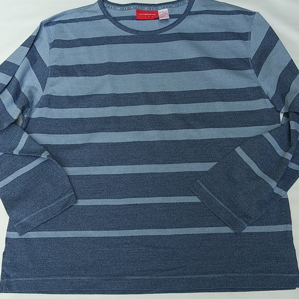 LIZ CLAIBORNE * LONG SLEEVE STRIPED TOP * NWOT